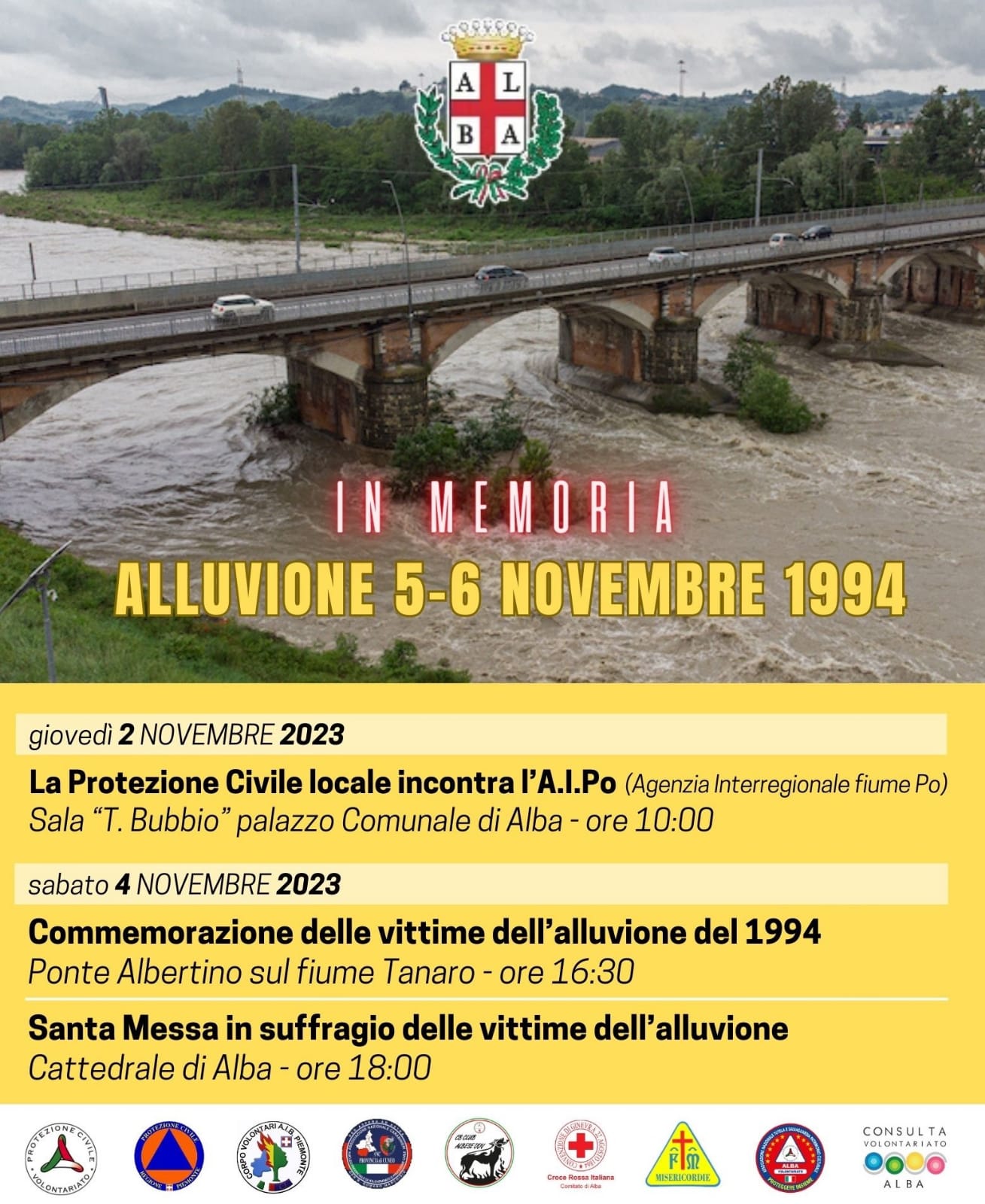 Anniversario dell'alluvione di Alba del 1994, incontro AIPo Protezione civile AIPO Agenzia